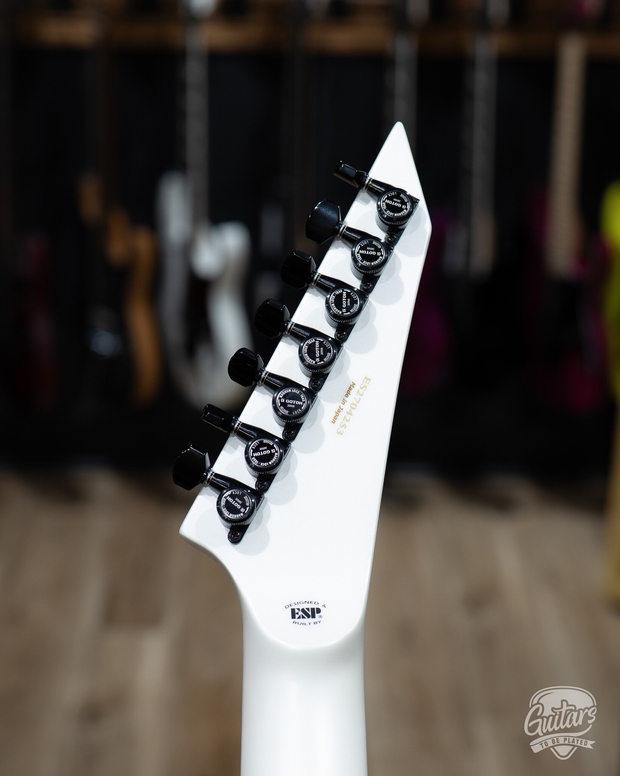 ESP E-II M-II 7B Baritone 7-String Evertune Guitar w/ Case – Pearl White