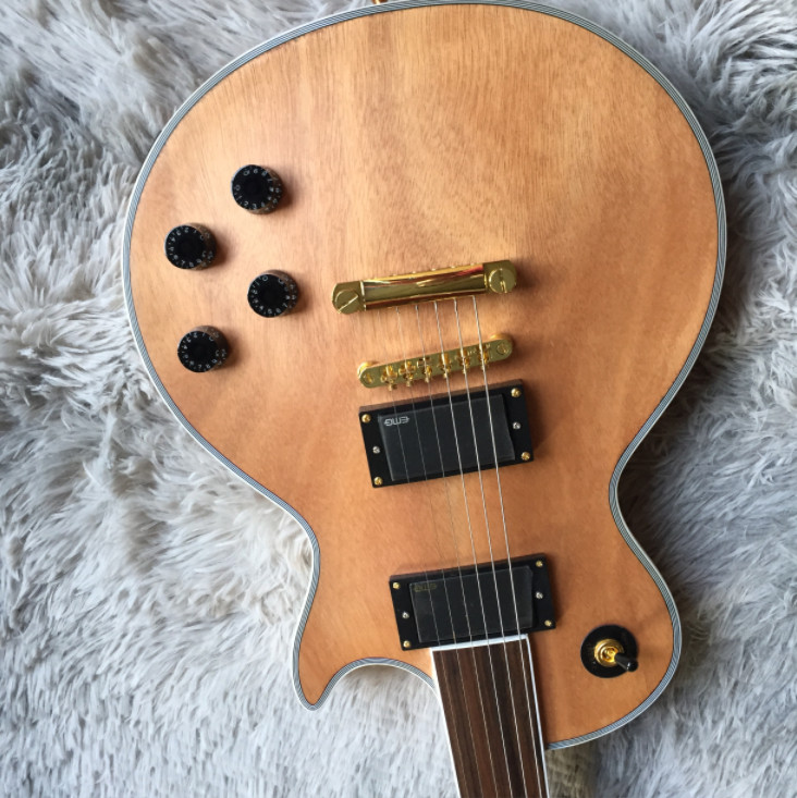 Electric Guitar 6 strings Nature Fretless Rosewood Fretboard Gold Hardware