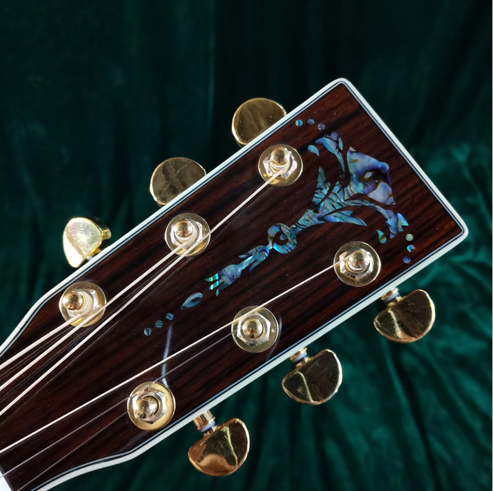Acoustic Electric Guitar Hollow with EQ Abalone Inlay Solid Spruce