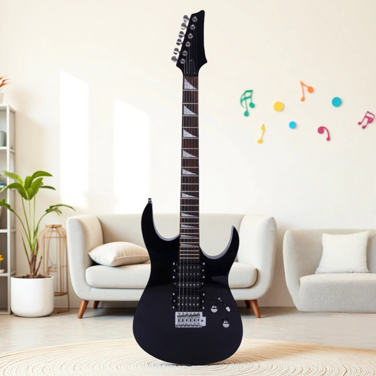 Stylish Whole Black 170 Model HSH Pickup Electric Guitar Set For Beginners