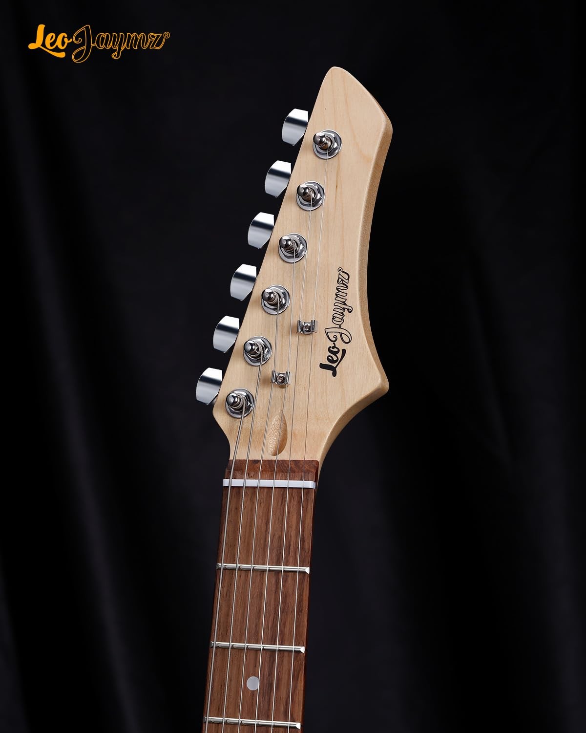 Leo Jaymz TL Style Electric Guitar with US Flag Sticker – High Gloss Mahogany Bo