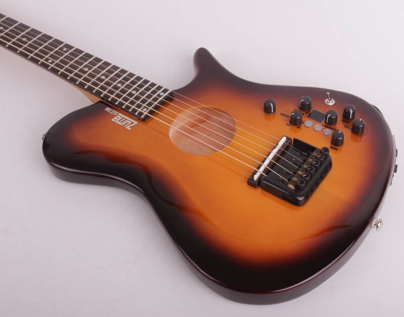 Headless electric acoustic guitar silent travel portable built in effect