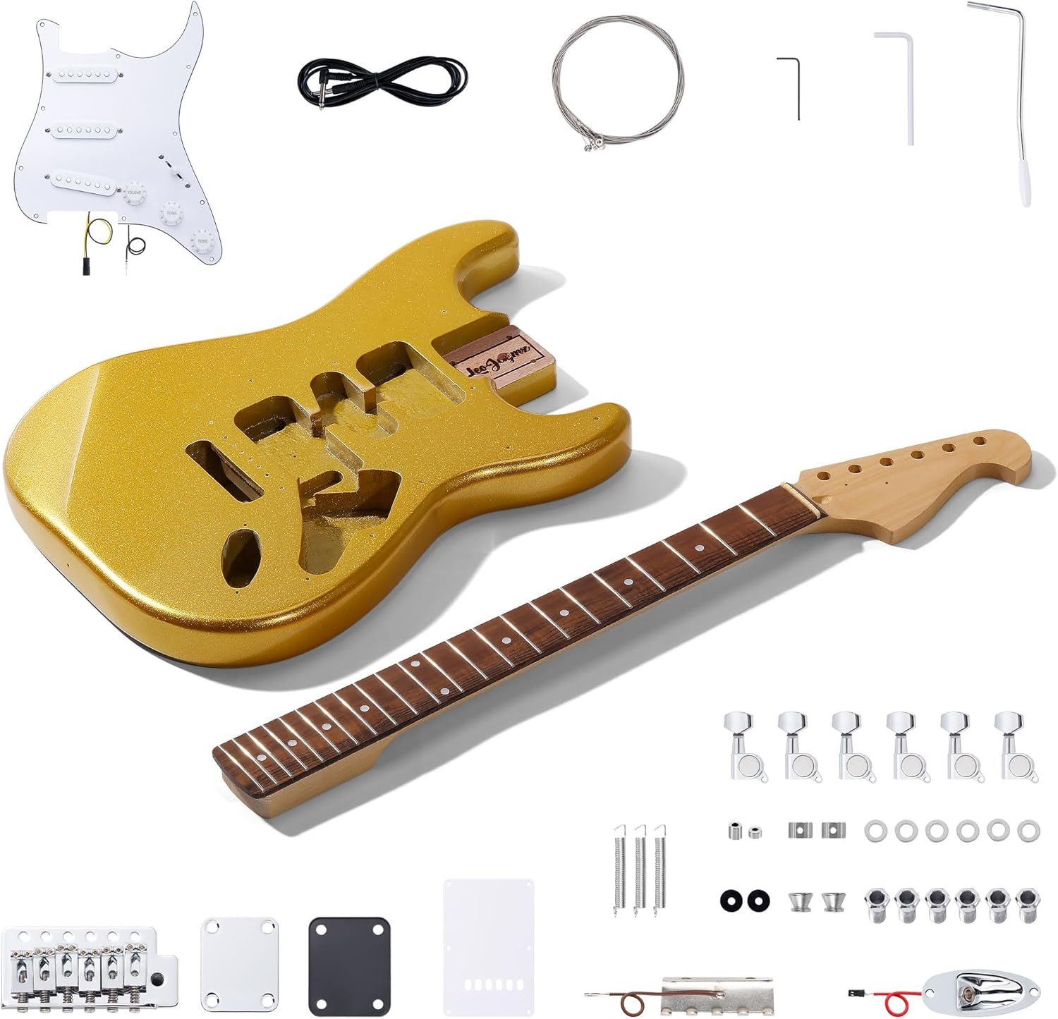 DIY ST Style Electric Guitar Kits,Spray-Painted Mahogany Body,Laurel Wood Finger