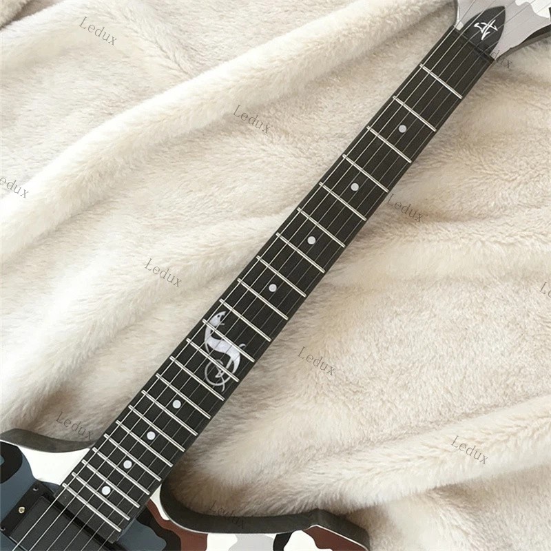 Camo Electric Guitar Custom Snakebyte 6 String Solid Body Active H-H Pickups