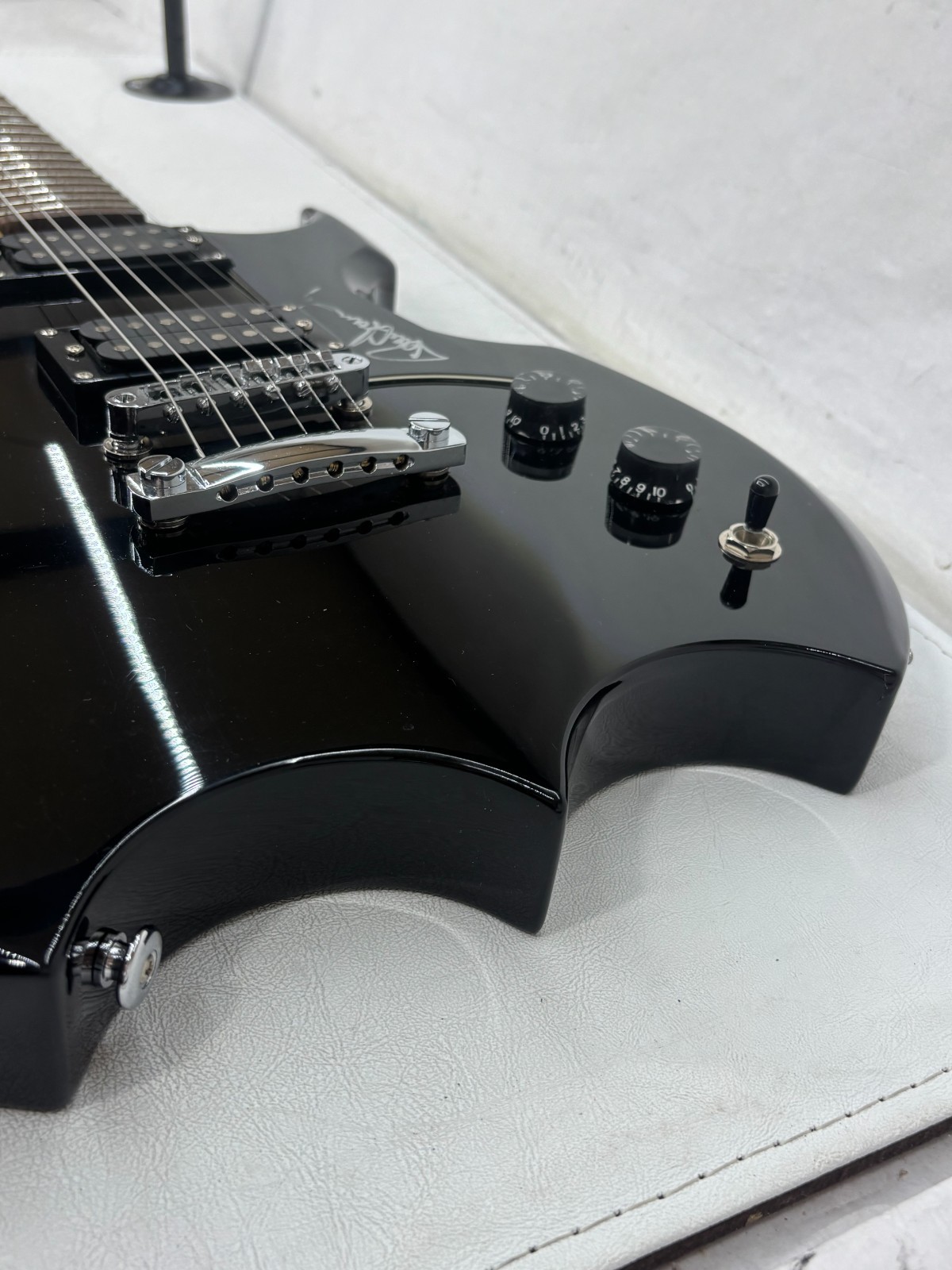 Signed Lyon by Washburn PAUL STANLEY Design Black Electric Guitar with Case