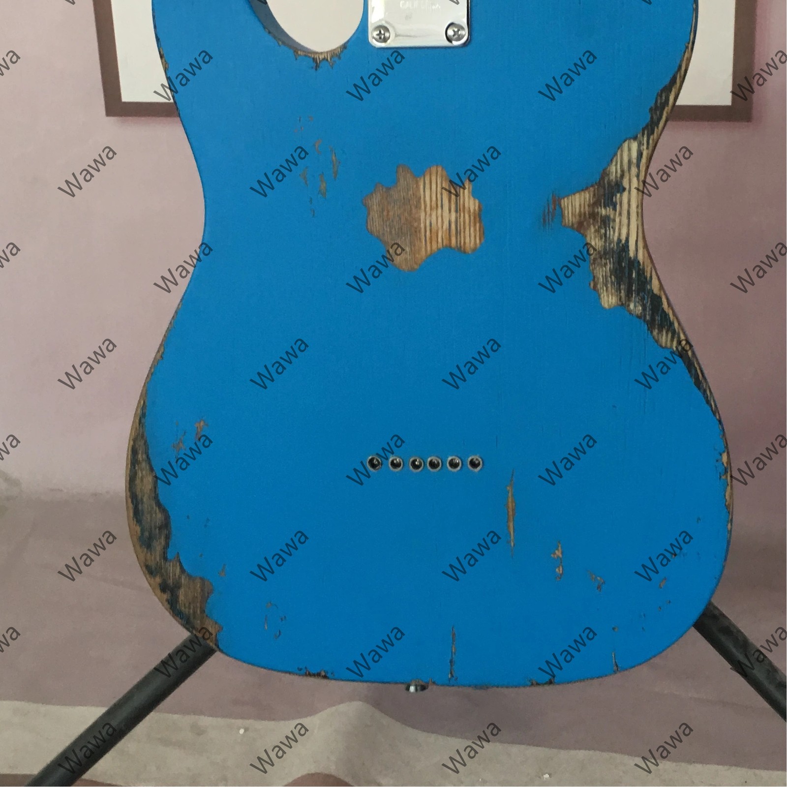 Bright Blue Vintage Electric Guitar H-S Pickups Chrome Hardware Stainless Frets