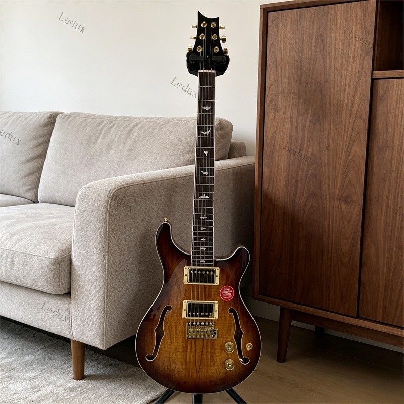 Ledux SE Custom 24 Semi-hollow Electric Guitar Spalted Top Vintage Sunburst US