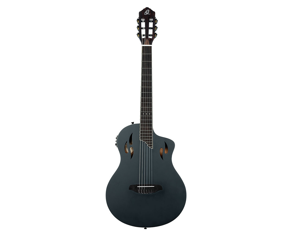 Ortega Guitars RTPSTD-SBK TourPlayer Thinline A/E Nylon – Satin Black – Open Box