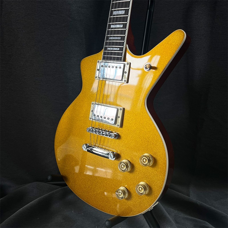 No brand, no logo 22-fret electric guitar, gold glitter finish, solid wood,