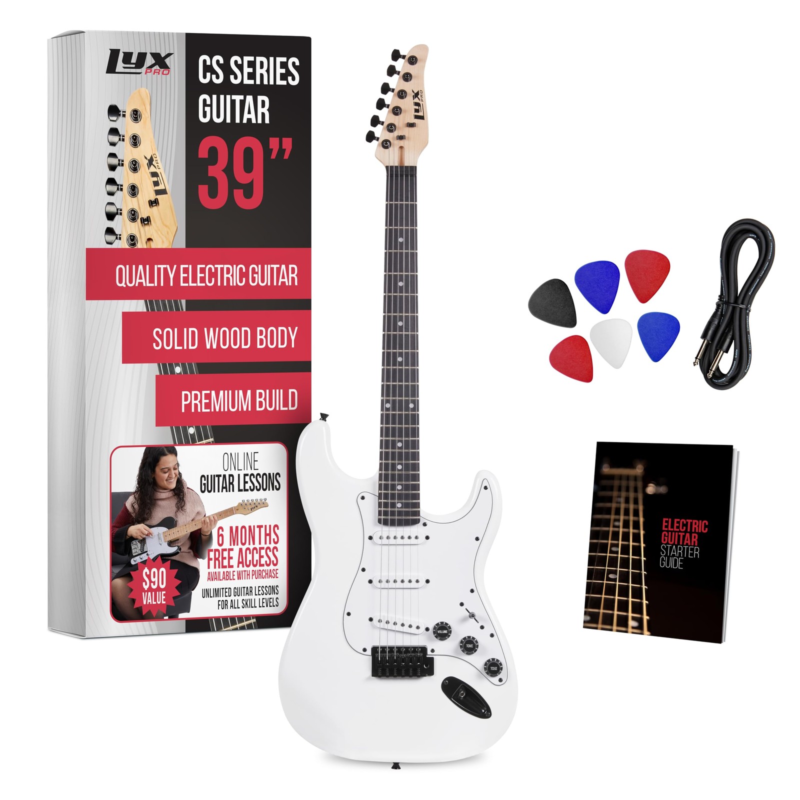 LyxPro CS 39” Electric Guitar Kit for Beginner, Intermediate & Pro Players with