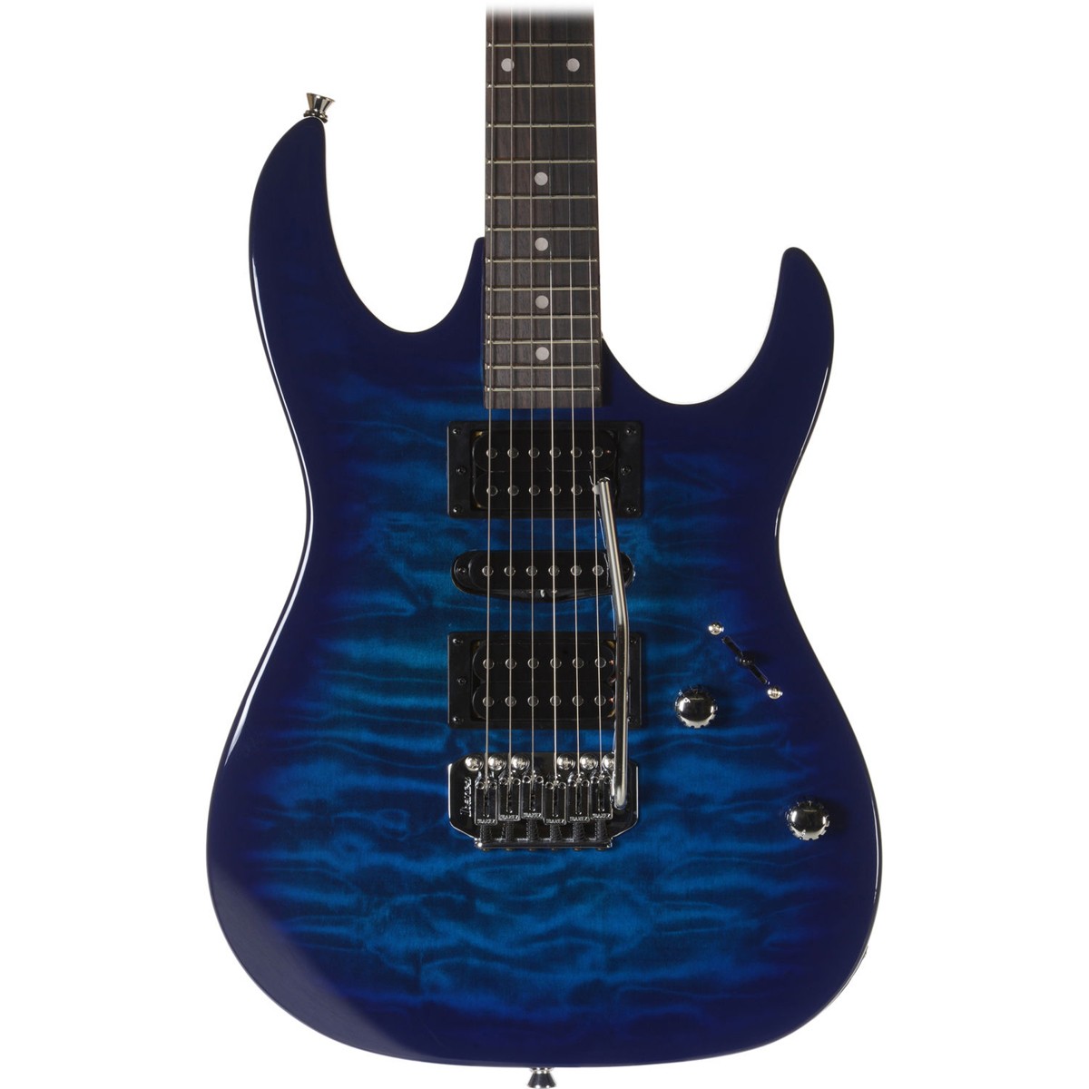Ibanez GIO Series GRX70QA Electric Guitar, Rosewood Fretboard, Transparent Blue