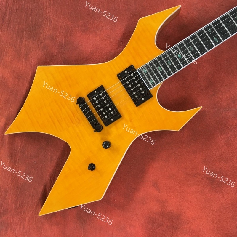 Solid Body Electric Guitar Translucent Yellow H-H Pickups Rounded Frets