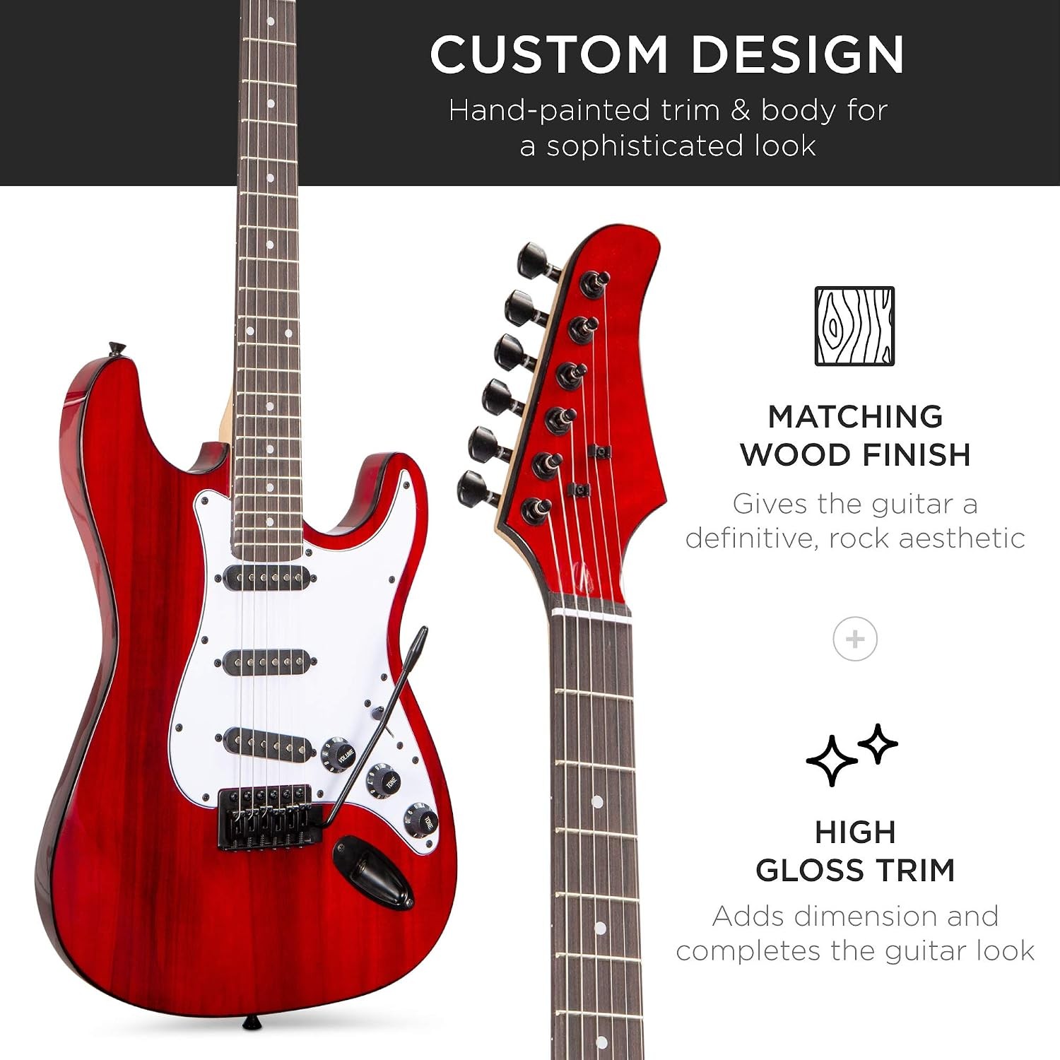 39in Full Size Beginner Electric Guitar Starter Kit w/Case Strap 10W Amp Strings
