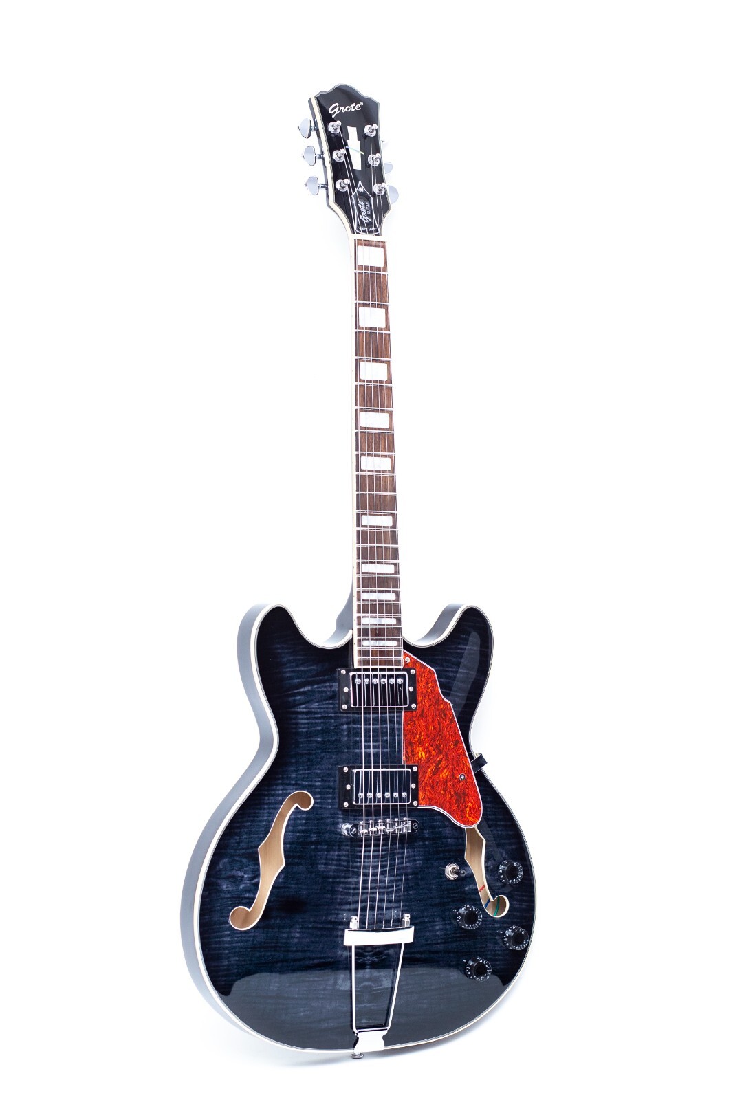 Grote Electric Guitar Semi-Hollow Body 335-YS-HW Style with GigBag