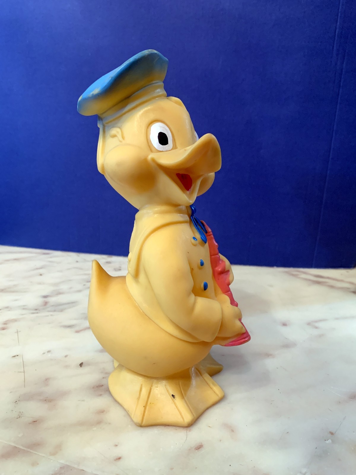 VINTAGE RUBBER TOY SQUEAK DUCK 8″ MADE IN ITALY 1960s RUBBERTOYS