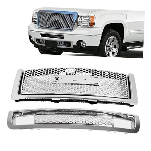 Front Grill Compatible with 2007-2013 GMC Sierra 1500 New Body Style Models