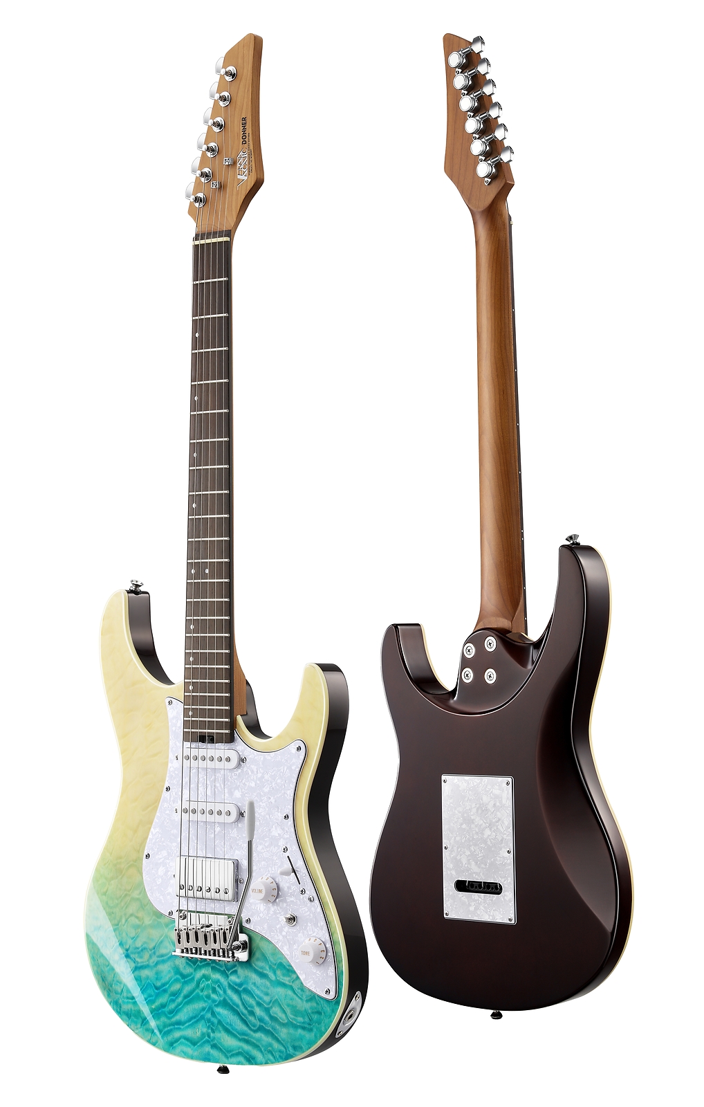 Donner DST-550 Electric Guitar HSS Seafoam Gradient With Gig Bag Tremolo Bar