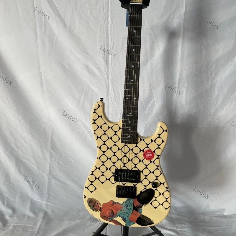 solid Beauty Electric Guitar Yellow Rounded fret Edge stainless Fret guitar