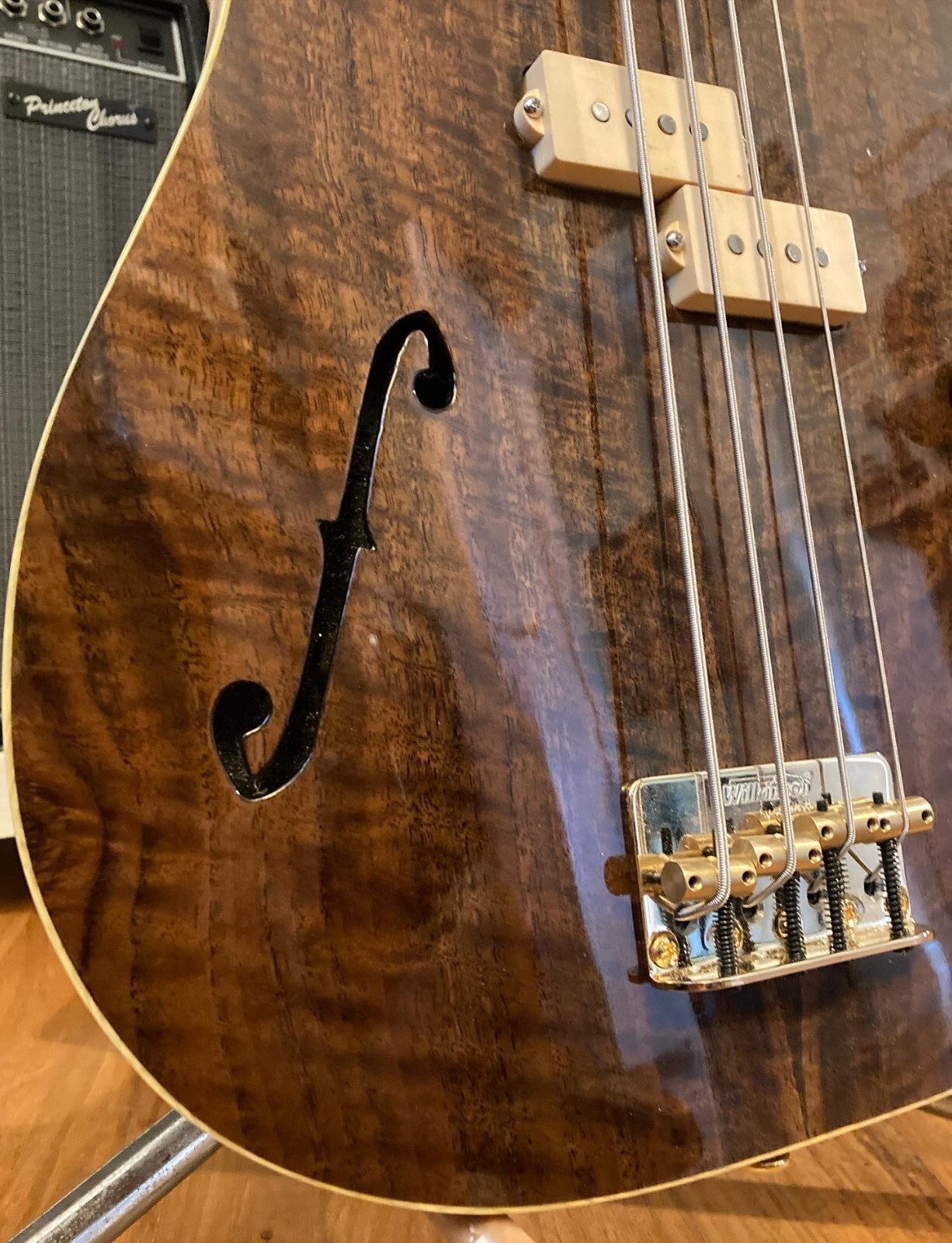 Custom Electric Bass Guitar by Luthier, Colin Warling. Walnut, Padauk, Maple