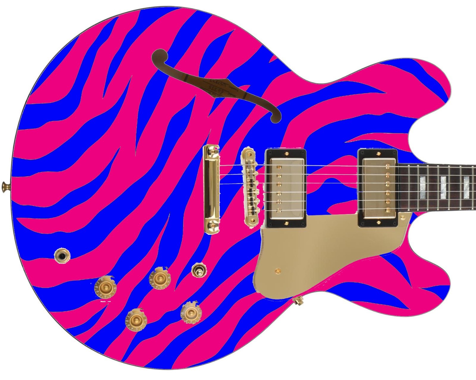 Guitar Skin Wrap Axe Reface Oversized Hot Pink Electric Blue Tiger Stripes 1230