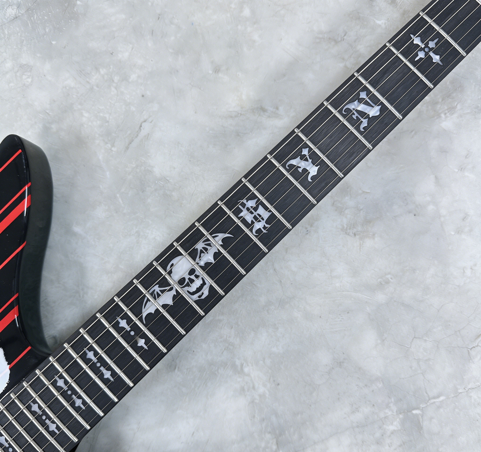Black Red Striped Synyster Gates Style Electric Guitar HH Pickups Floyd Rose