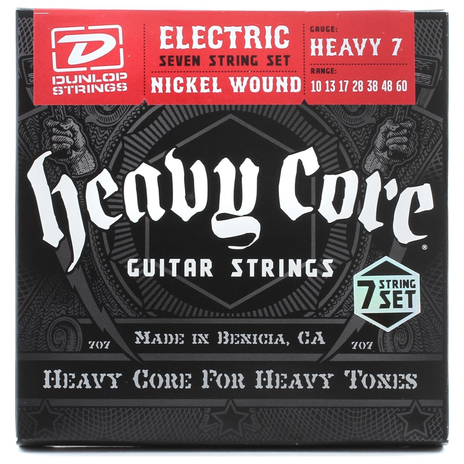 3 Sets of Dunlop DHCN1060 Heavy Core 7/SET Electric Strings