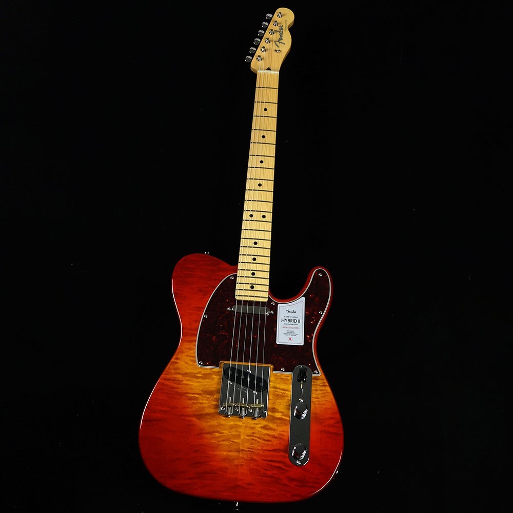 Fender 2024 Collection MIJ Hybrid II Telecaster Flame Sunset Orange Transparent