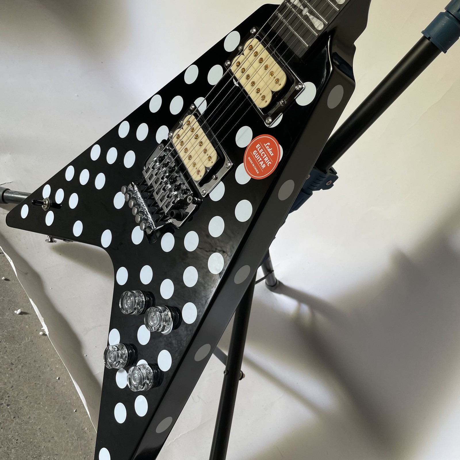 Electric Guitar Black Randy Rhoads Polka Dot Black tremolo Bridge fast ship