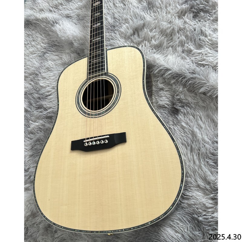 Acoustic guitar D45 Solid spruce board top abalone binding and inlay bone nut an