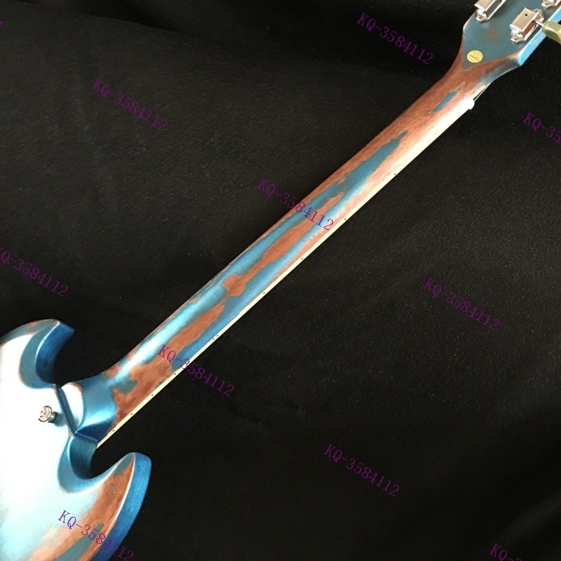 Solid Electric Guitar Stainless Rounded Fret Edge Bone Nut Heavy Aged Blue US