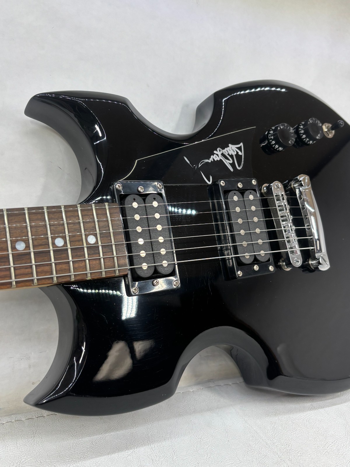 Signed Lyon by Washburn PAUL STANLEY Design Black Electric Guitar with Case