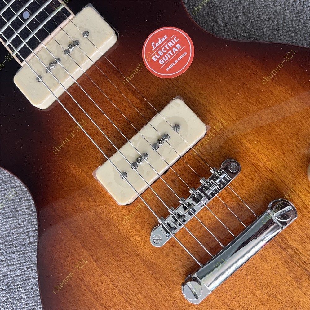 Solid Electric Guitar P-90 Pickup Stainless Fret Vintage Sunburst Unbranded
