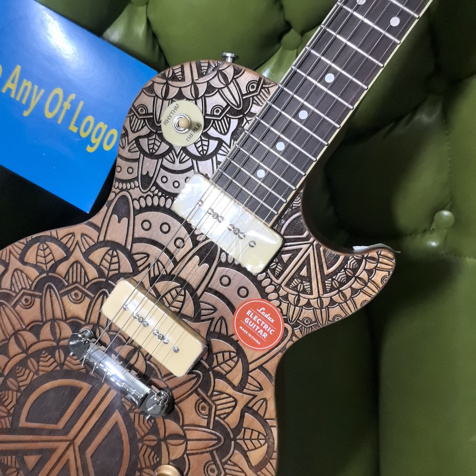 Electric Guitar P90 Pickup Stainless Rounded Fret Bone Nut carved top soild body