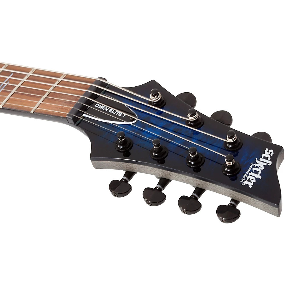 Schecter Guitar Research Omen Elite 7String Electric Guitar SeeThru Blue Burst