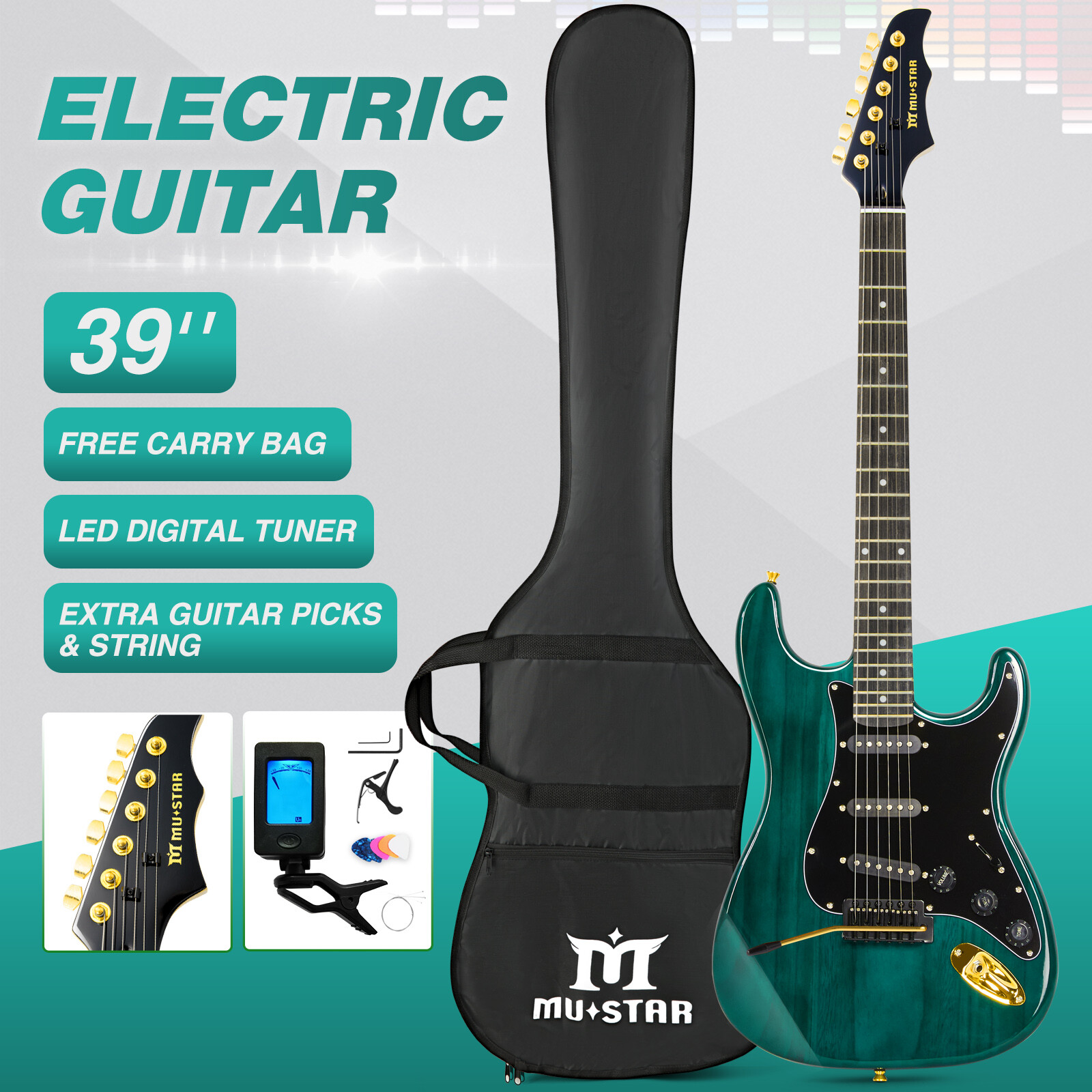 39″ Full Size Electric Guitar 6 String w/ 25W AMP+Bag+Accessories