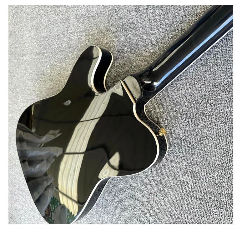 Custom Black TELE Electric Guitar with F-hole and Gold Vibrato System