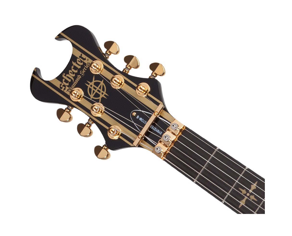 Schecter Synyster Gates Custom-S Guitar – Black w/Gold Stripes