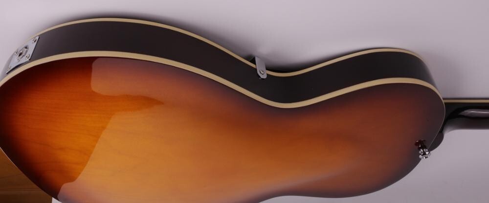 Electric jazz guitar semi hollow body f hole maple neck rosewood FN P90 sunset