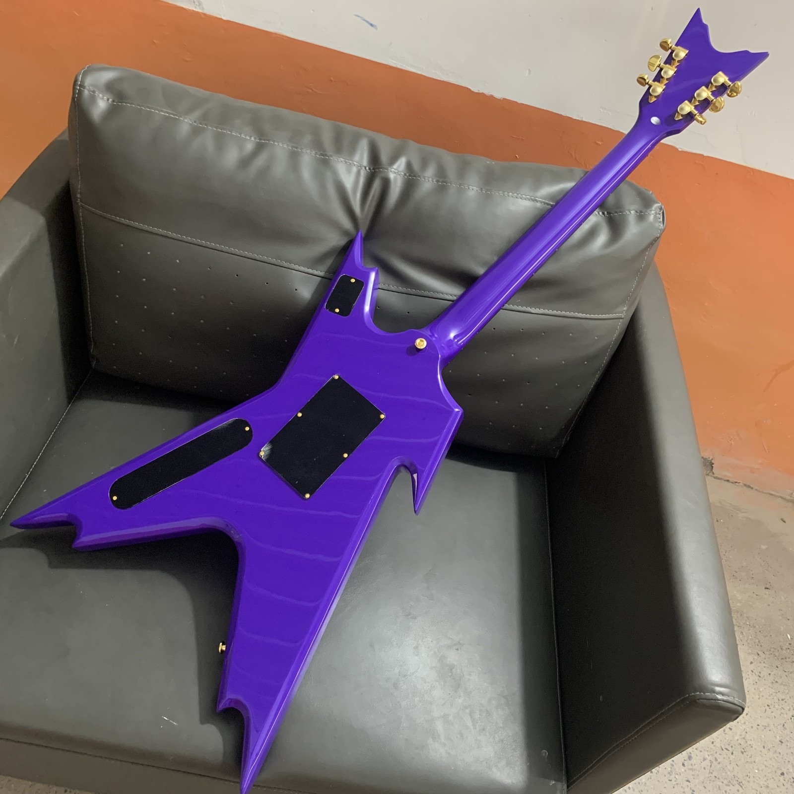 Purple Red Burst Razor V Electric Guitar for Metal Hard Rock Players HHFR Bridge