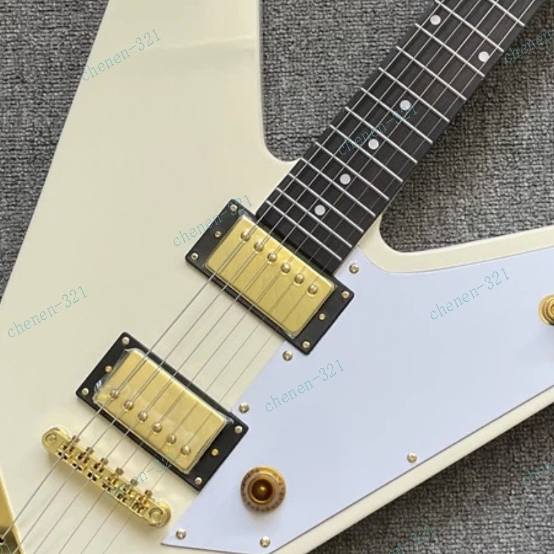 Solid Electric Guitar Reverse Stainless Fret H-H Pickup Cream Fast Shipping