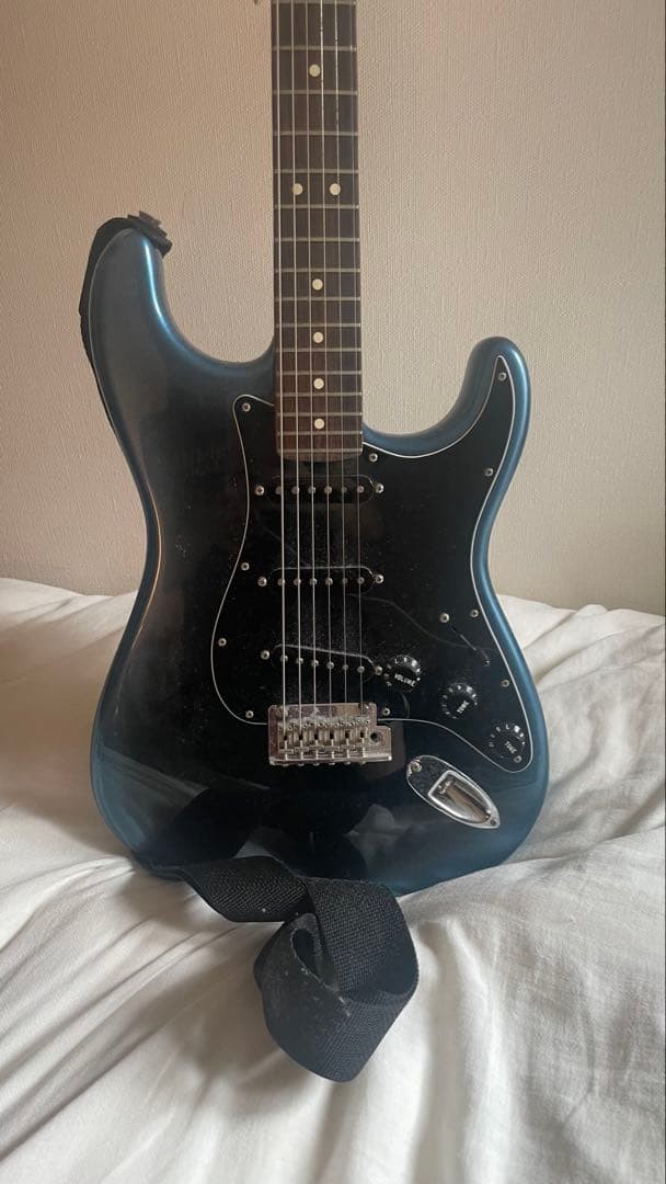 Fender Stratocaster Electric Guitar Metallic Blue Black Pickguard Used