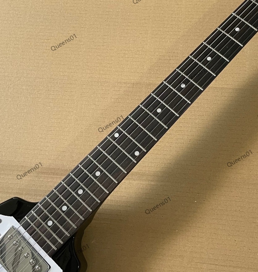 New Electric Guitar Stainless Rounded Fret Edge Chrome Hardware Solid Body Black