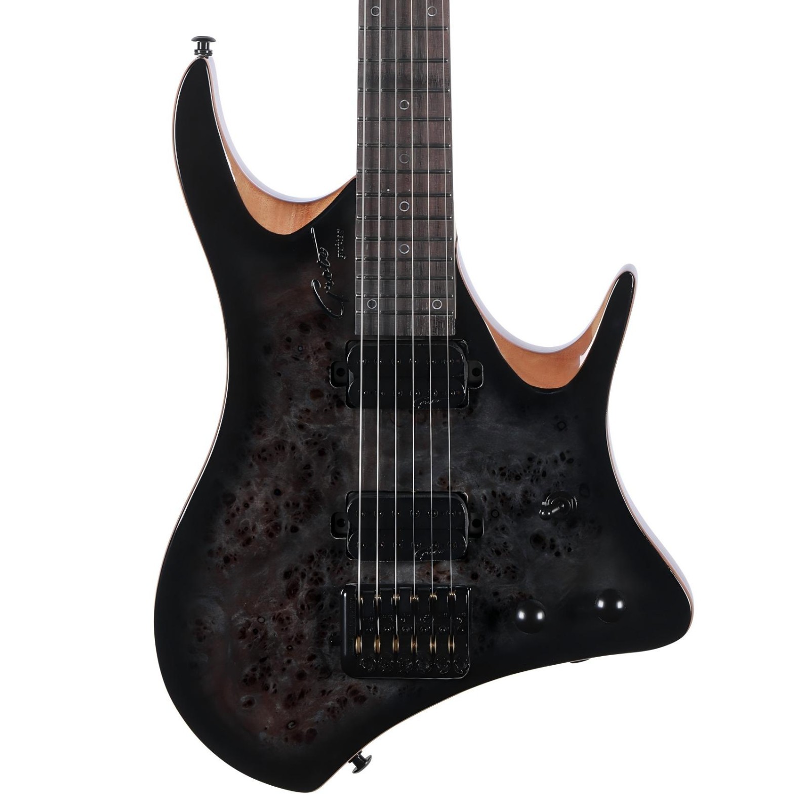 6-String Grote Headless Electric Guitar, Solid Body (Black)