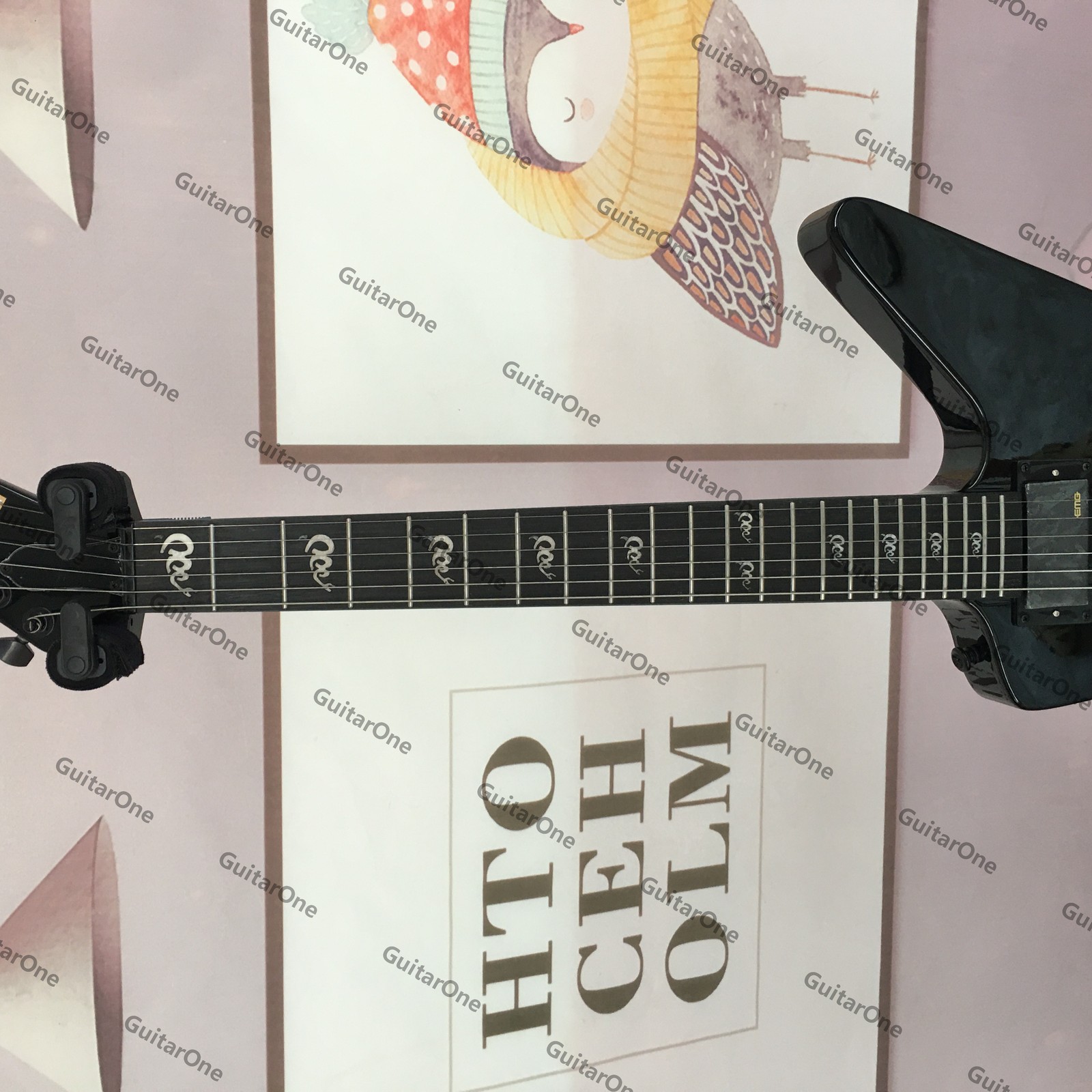Solid Electric Guitar HH Pickups Round Frets Edged Black Finish Black HW