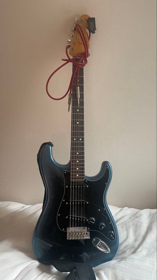 Fender Stratocaster Electric Guitar Metallic Blue Black Pickguard Used