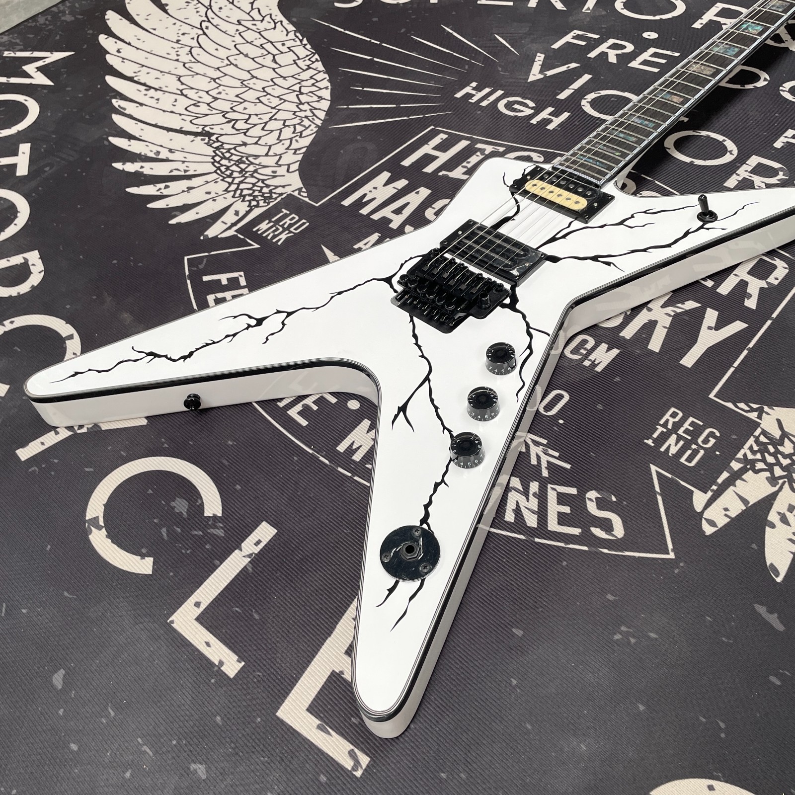 Wash Dime White Electric Guitar Floyd Black Hardware 6s Abalone Inlay Free Ship