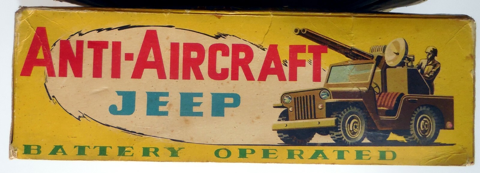 VINTAGE large TIN TOY ANTI AIRCRAFT JEEP T.N NOMURA JAPAN 1950s BOXED