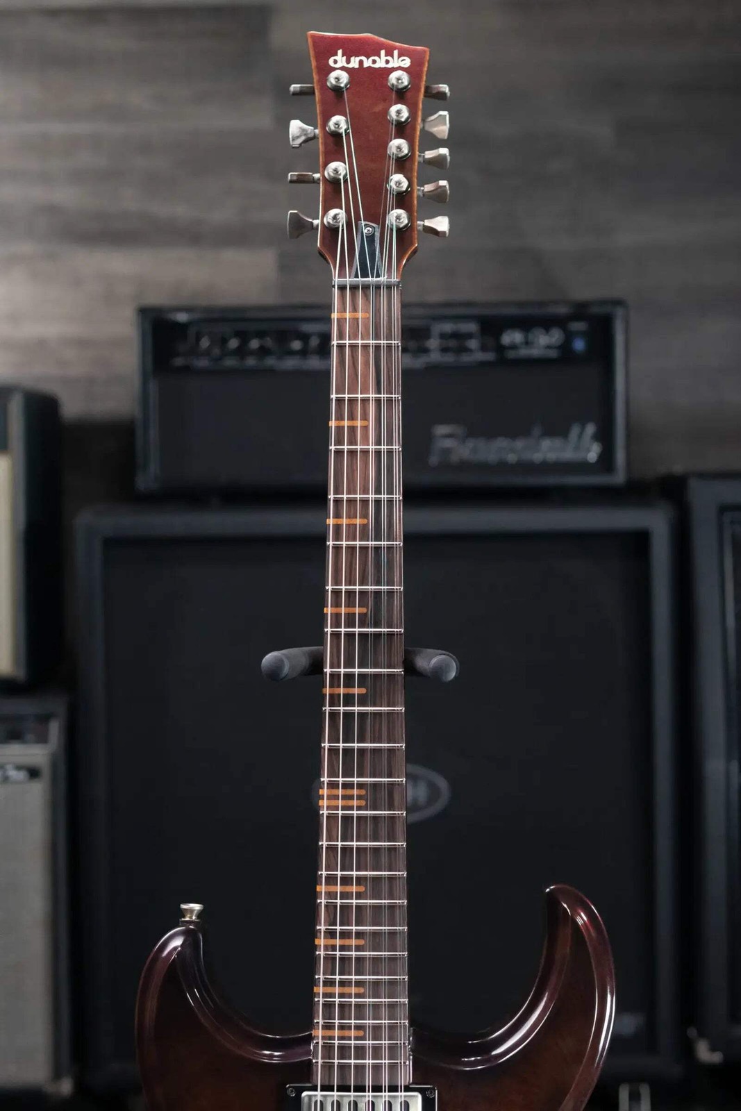 Dunable Custom Gnarwhal 9-String 1-Piece Curly Redwood Electric Guitar – Charcoa