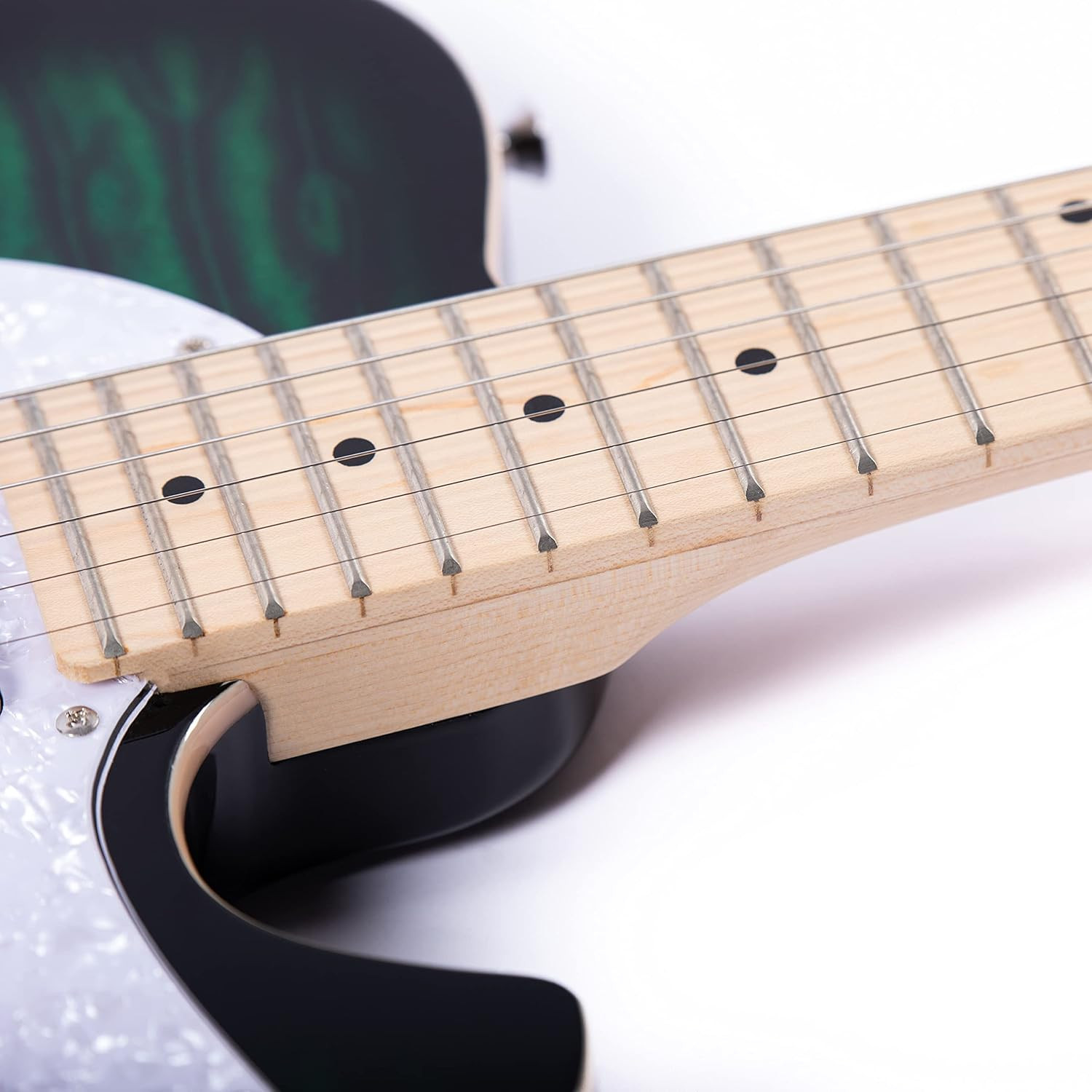 Grote Semi Hollow Tele Style Electric Guitar Green Maple Neck Single F Hole