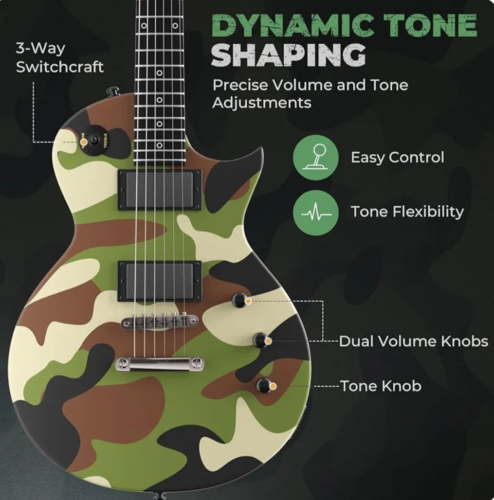 NEW CAMOUFLAGE LP STYLE Felsley FLP400 Electric Guitar. NICE!! FAST SHIPPING!!